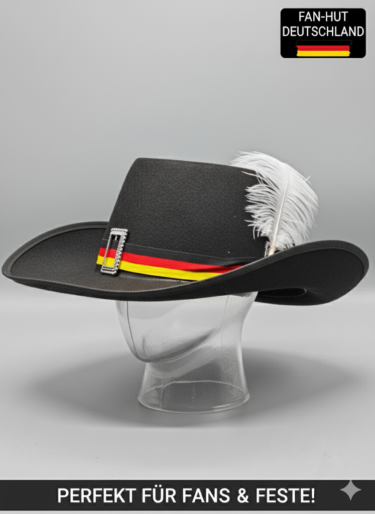 WH Party Items, Deutschlandfarben Cowboyhut mit Feder